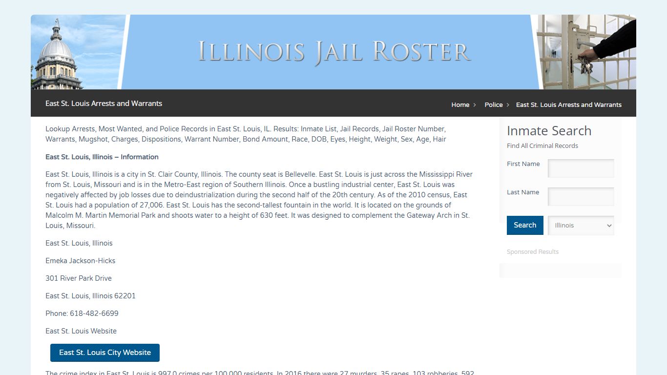 East St. Louis Arrests and Warrants | Jail Roster Search