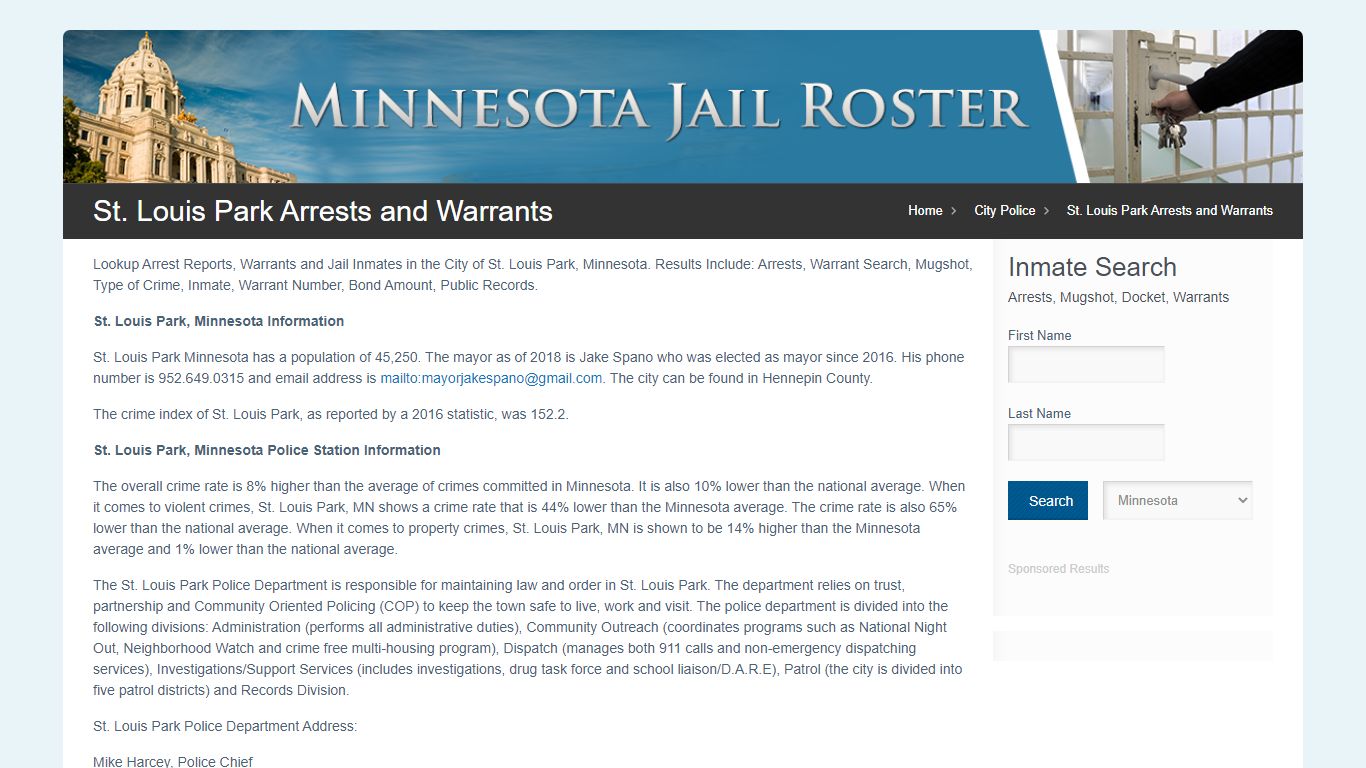 St. Louis Park Arrests and Warrants | Jail Roster Search